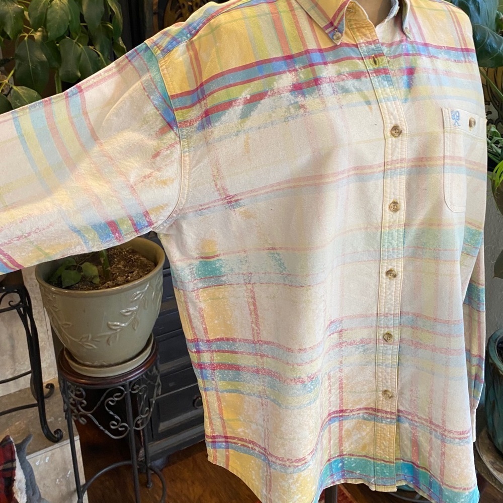 Twenty Distressed Custom Bleach Plaid Button Down - image 7